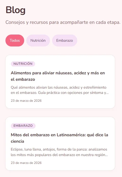 The Memobebe blog adapted to a narrow phone screen