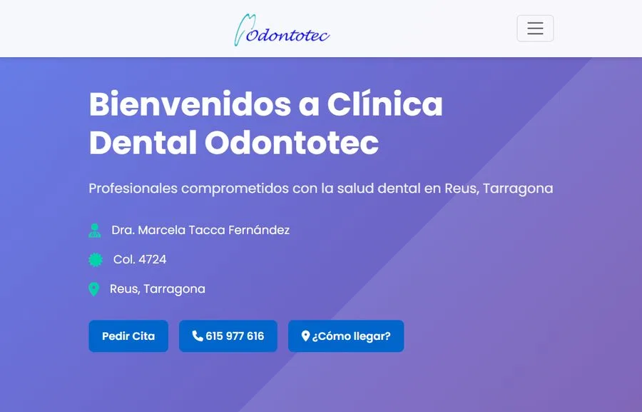 Web de Odontotec en una pantalla de tablet